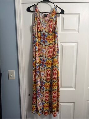 Lord & Taylor Multicolor Floral Print Sleeveless Maxi Dress